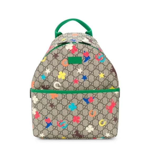 Auth Gucci Kids Horse Shoe Print Supreme Backpack